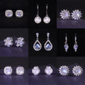 Sparkling Star Element Mysterious 925 Sterling Silver Moonstone Stud Earrings Halo Genuine Natural Moonstone Drop Earrings
