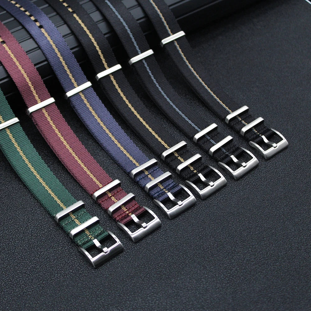 New Material Special Emboss Stripe Nylon Double Pass Watch Watch Straps 18mm 20mm 22mm Seatbelt Fabric Watch Bands