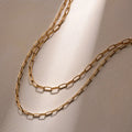 Dainty Paperclip Chain Necklace Tarnish Free Gold Layering Necklace Stainless Steel Everyday Necklace