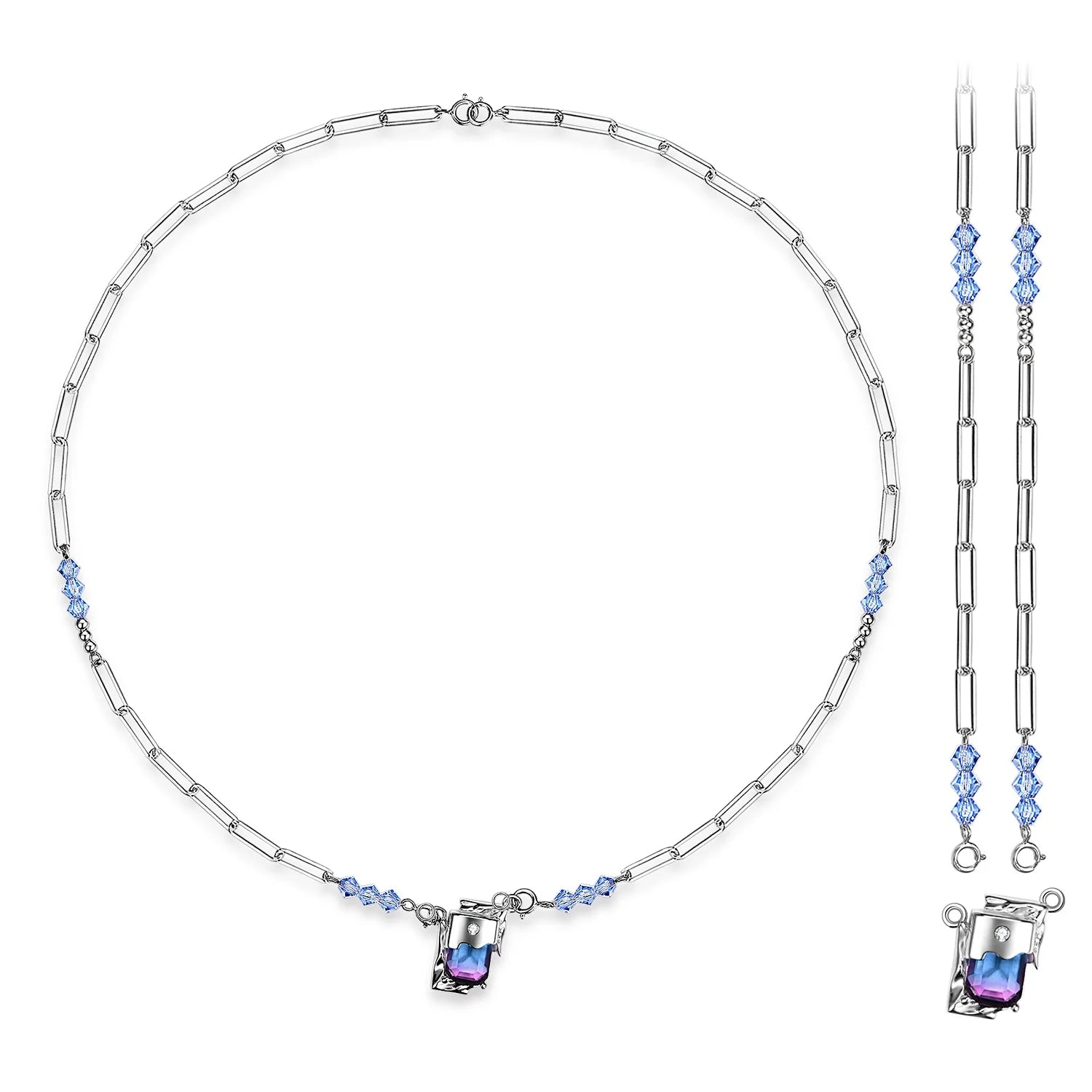 Y2K Necklace Geometric Shapes with Zirconia Pendant Real 925 Sterling Silver Unique Creative Design for Women Necklaces Jewelry