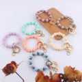 New Wrist Strap Solid Color Silicone Bead Keychain Charm Gift Bangle Key Chain Ring Silicone Bracelet Keychain Wristlet Keychain
