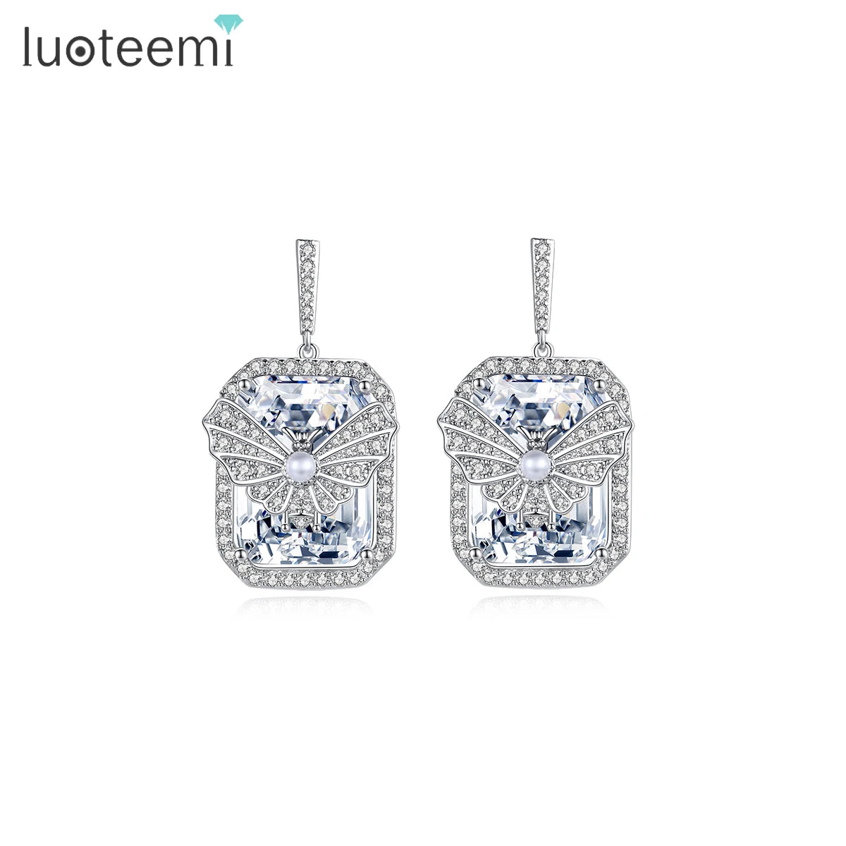 LUOTEEMI Big Jewellery Earing Zirconia Designer New Elegant Fashion 2023 for Woman Earring Butterfly