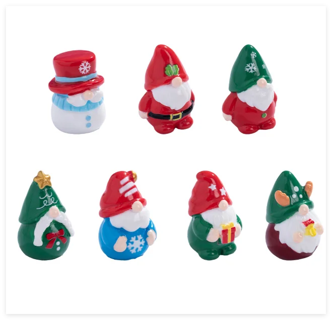 Collectible fairy Garden USA  Red Green Easter Xmas Gnome Figure Mini Resin Christmas Ornament Santa Claus Snowman House Kid Toy