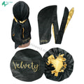 Wholesale Luxury Custom Logo Printing Women Silky Velvet Durags and Bonnets Sets Satin Silk Designer Durags for Men Silk Custom