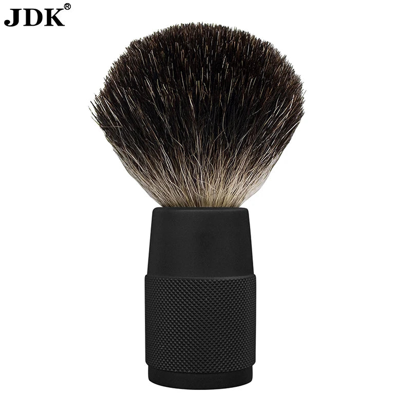 JDK Men Grooming Silvertip Badger Hair Neck Aluminium Handle Shaving Brush With Metal Handle