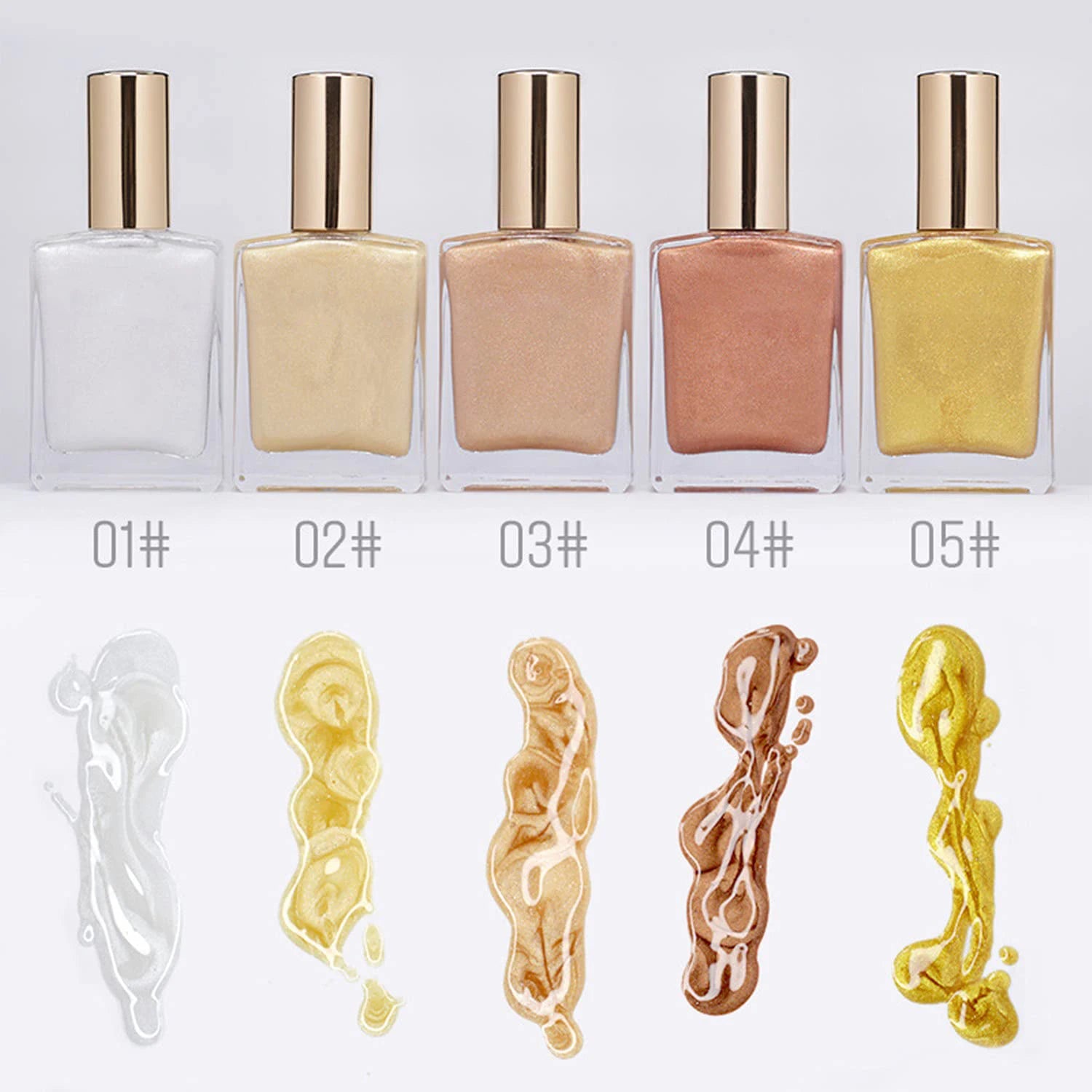 AiXin Private Label 45ML Body Luminizer Non Sticky Glow Illuminator Body Glitter Waterproof Liquid Highlighter Shimmer Body Oil