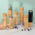 Bamboo Tumbler with Tea Infuser Bottle Loose Leaf Strainer Advanced Double Insulated Stainless Steel Water Bottle Travel Thermos