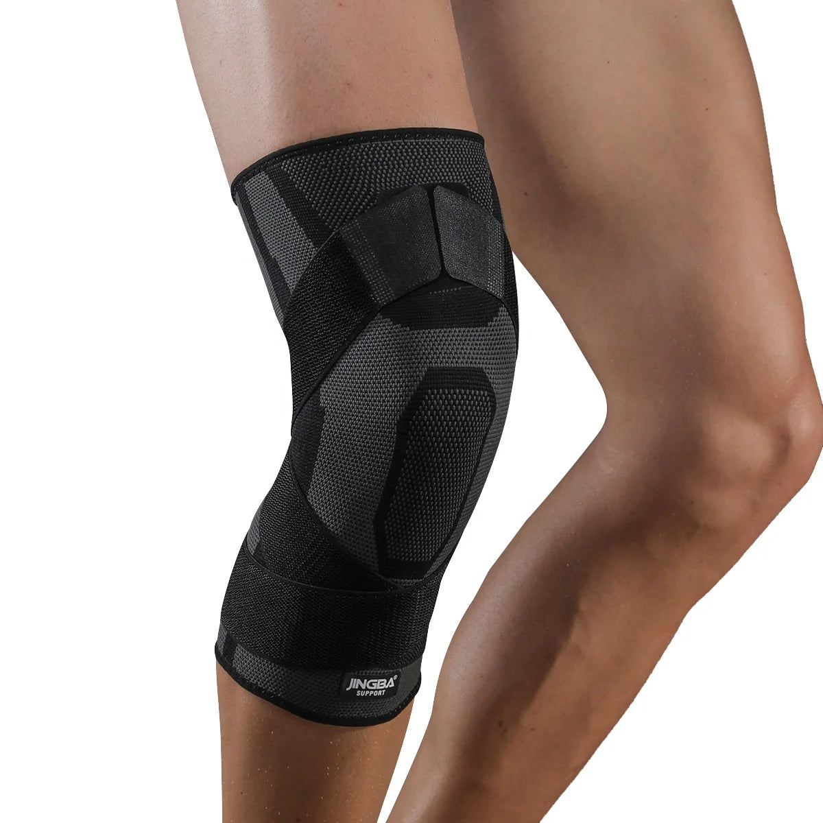 JINGBA Wholesale Compression Knee Support Sleeve Elastic Knee Pads Spandex Knee Brace Comprehensive Protection Adjustable