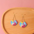 Pendiente Hot Sale Handmade Creative Fan-shaped Polymer Clay Earrings Petal Colored Clay Polymer Clay Jewelry Drop Earrings