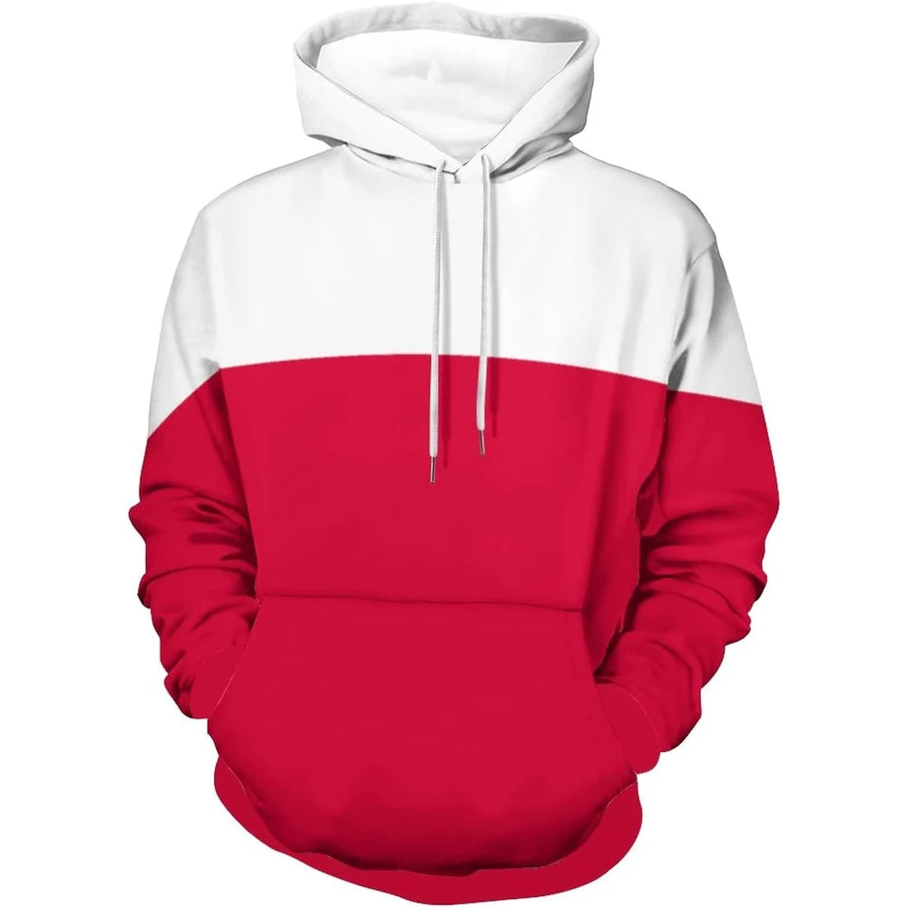 Fitspi Wholesale Custom Country Long Sleeve Poland Flag 3d Print Hoodie Pullover Sweatshirt Mens Tops