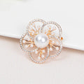 Fashion Gold Plated Zircon CZ Pearl Tulip Flower Brooches Rhinestone Crystal Flower Brooch Pin Accessories