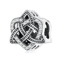 Qings Celtic Knot Heart Beads Zircon 925 Sterling Silver Charm Pendant with High Quality