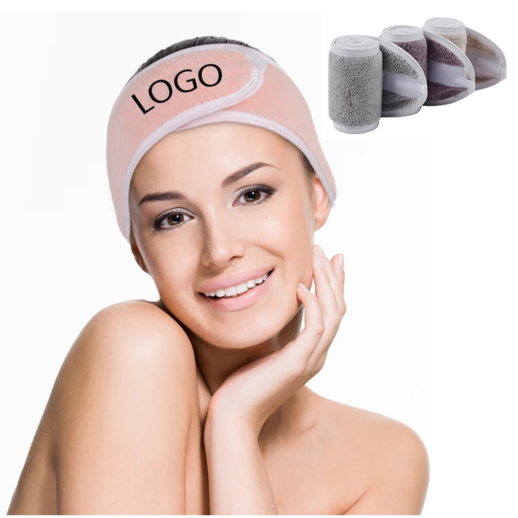 Wholesale Private Label Microfibre  Make up Head Bands With Logo Makeup Pink Spa Headband