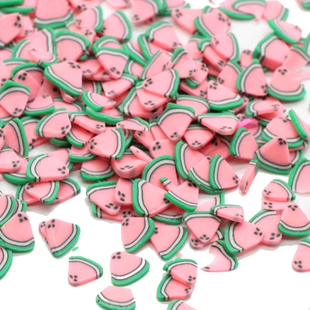 Simulation Pink Watermelon Clay Slice Polymer Clay Fruit Nail Art Decoration DIY Accessories Christmas Ornament