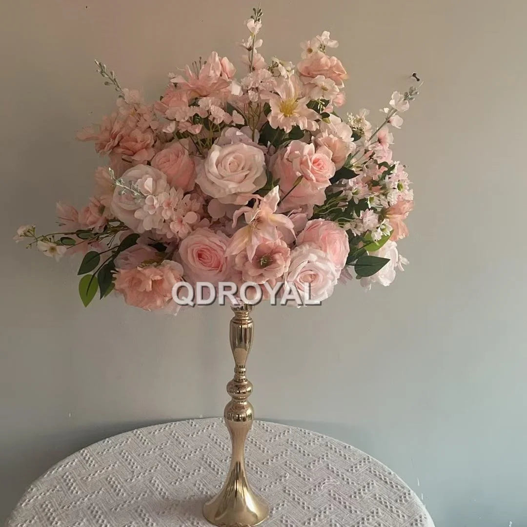 New Arrival Realistic Pink Rose Flower Ball Silk Cloth Wedding Table Decoration Runner Centerpiece for Christmas Easter New