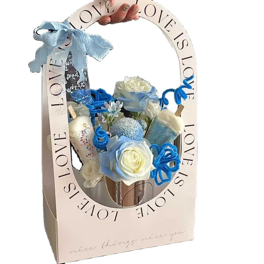 DIY Bouquet Flowers Baskets Square Flower Paper Gift Packaging Box Wholesale Baskets Flower Boxes for Arrangements
