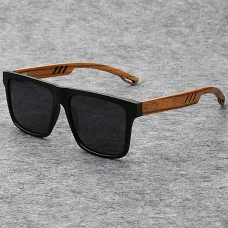 Custom Logo  Fashion Retro Bamboo Legs Driving Polarized Sun Glasses UV400 Wooden Square Sunglasses  Men Women