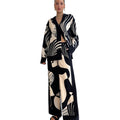 Liu Ming Vintage Fashion Women Print Long Sleeve Top Shirts and Pants Casual Outfits Two Piece Set