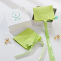Custom Green Flap Packaging Gift  Bag Velvet Jewelry Pouch Foldable With Satin