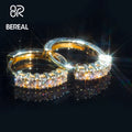 Hot Selling Gold Plated Vvs Moissanite Hoop Earring Pass Diamond Tester Round Cut Diamond 925 Silver Stud Earrings Women