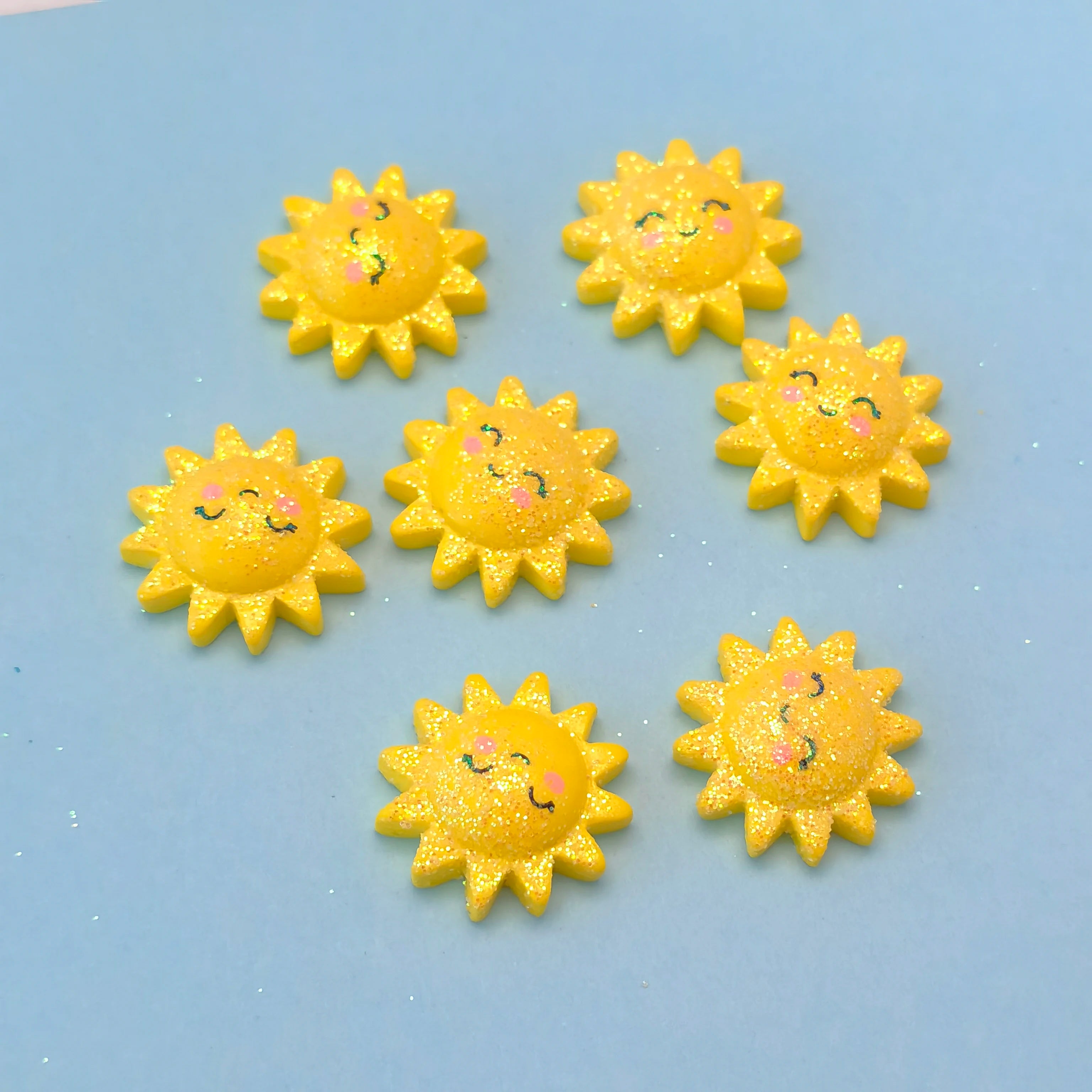 Resin Cute Cartoon Sunflower Figurines Flat Back Stone DIY Wedding Jewelry Decor Scrapbooks Accessories Crafts