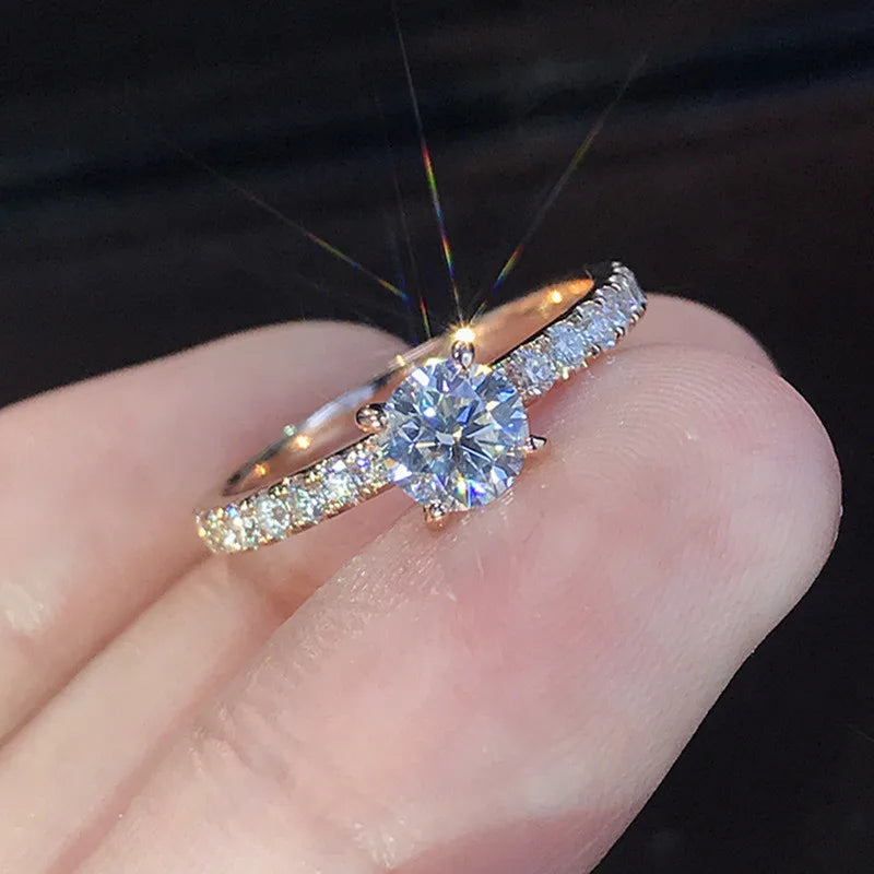 CAOSHI Bedazzled Refine Jewelry Three Color Plated Anillos Lady Girls Zircon Micro Pave Simple Wedding Rings for Woman