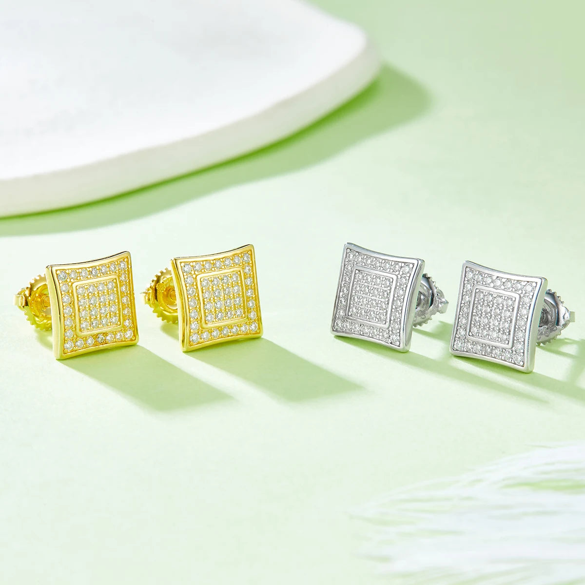 J021 Abiding Popular Jewelry Wholesale Hiphop 925 Sterling Silver Screw Back Hip Hop VVS Moissanite Earrings Men MegaBDM