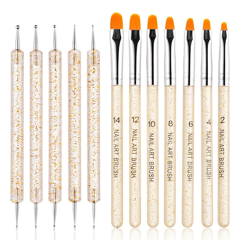 EYL Wholesale Double Pointed Silicone Heads Nail Acrylic Handle Picker Wax Pencil Manicure Nail Art Brush Dotting Tools Set