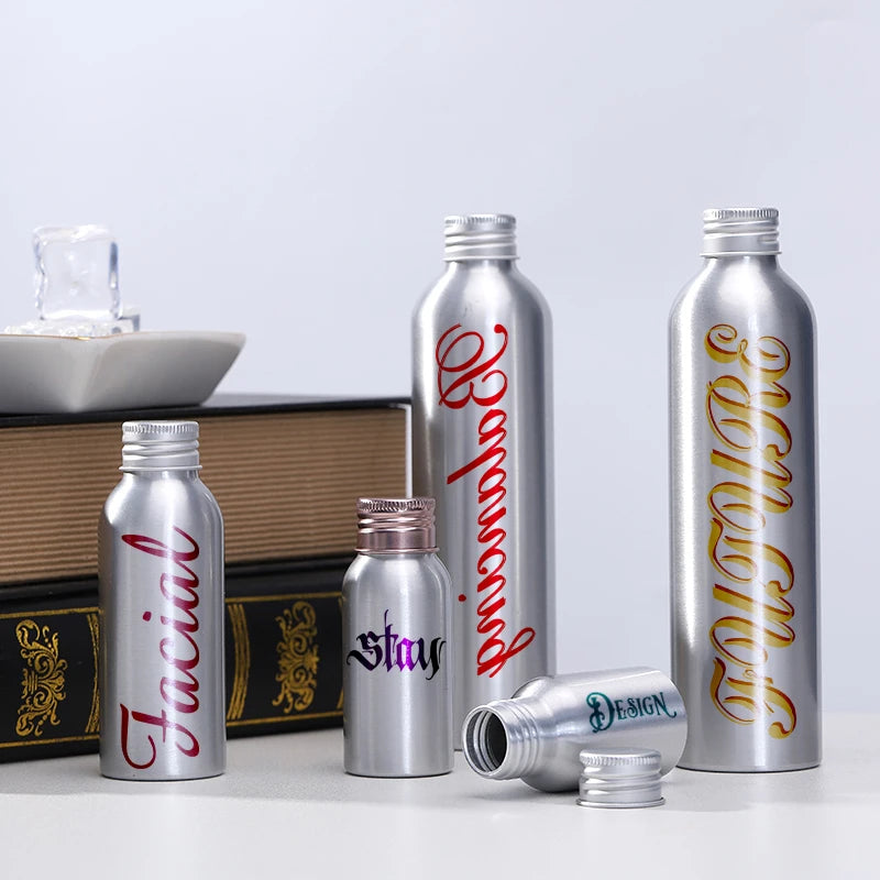 Wholesale Cosmetic Matte Silver Small Aluminium Bottle 30ml 50ml 100ml 120ml 250ml Essential Oils Aluminum Bottle for Toner