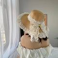 Princess Lolita Straw Hats Lace Butterfly Festival Soft Caps Female Sunscreen Sun Protection French Wedding Hat Bride Hat