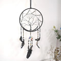Handmade Wholesale Dreamcatchers Home Decor Black Feather Crafts Gem Stone Tree of Life Dream Catcher
