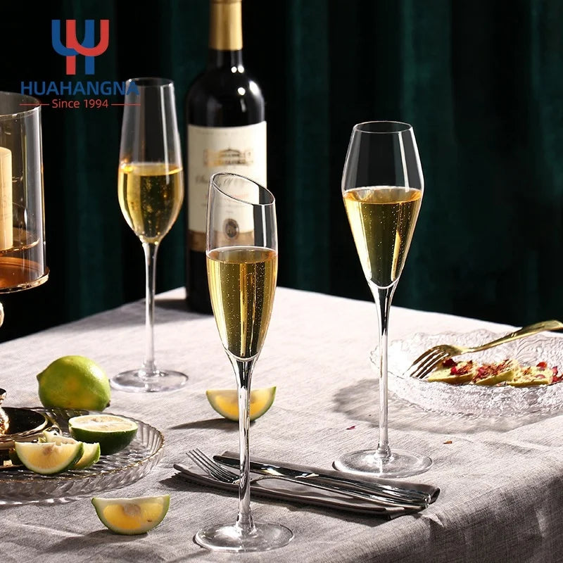 Elegant Long Stem Crystal for Champagne Flute Glass Handmade and Lead Free Available in Multiple Sizes for Wedding & Party