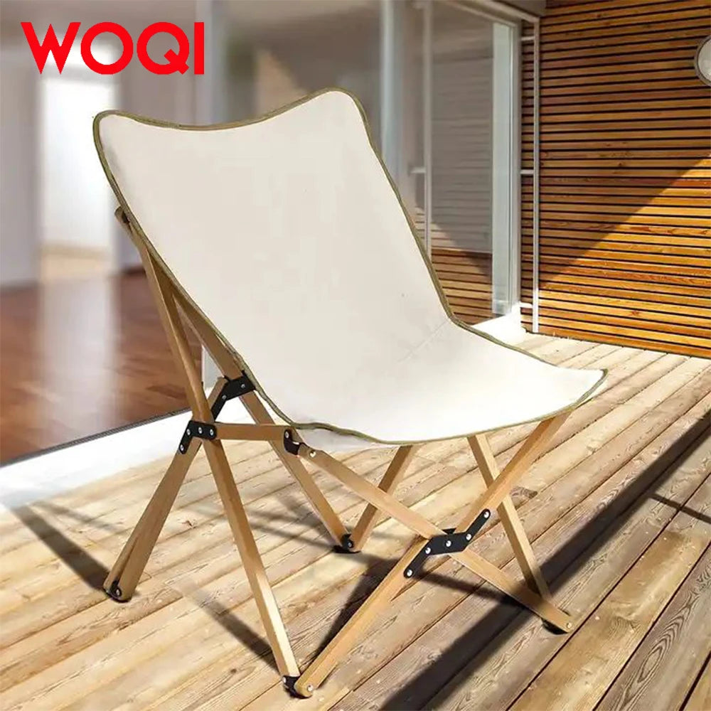 WOQI Lightweight Portable Camping Wooden Chair for Foldable Outdoor Picnic Chair with Carry Bag