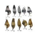 Wholesale SP205~212 10 Sizes Spoon Shape Golden and Silver Color Metal Spinner Baits Spoon Fishing Lures