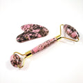2025 Wholesale Custom Logo Facial Jade Stone Massage Roller Gua Sha Tool Set Rhodonite Jasper Jade Roller for Face