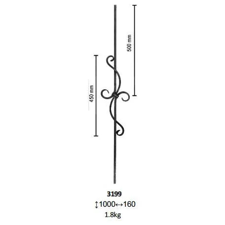 Wrought Iron Components Elements Forged Baluster for Staircase Railing Handrail Balustrade Balcony Gate Fence Parts