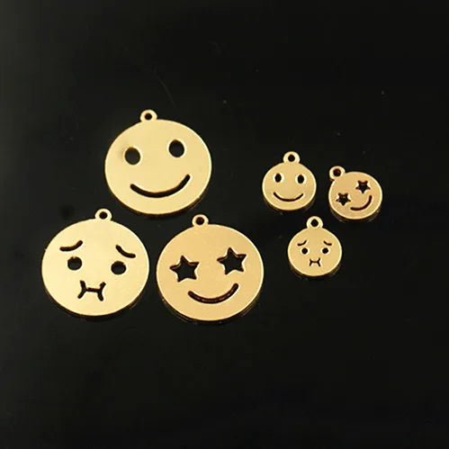 New Style 14k Gold Filled Smile Face Pendants for Necklace Bracelet Charms