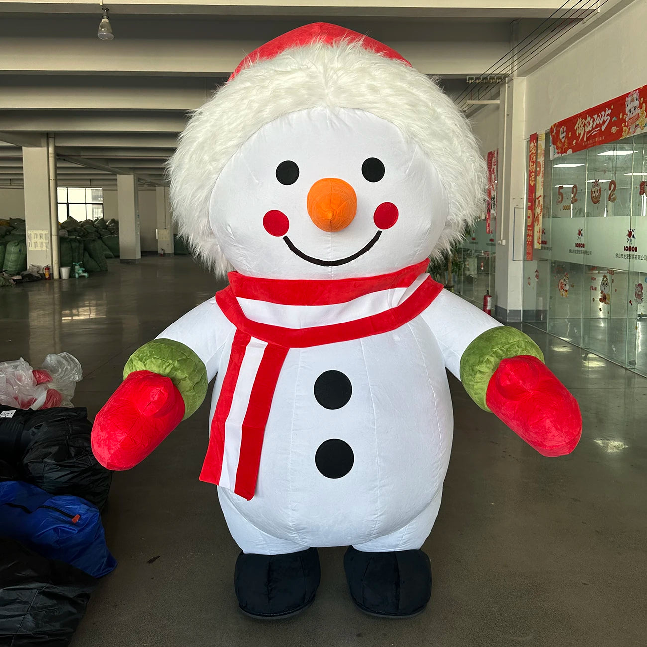 Giant Inflatable Snowman Mascot Costume Funny Walking Design for Christmas Party