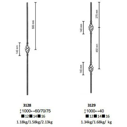 Spindle Components Forged Wrought Iron Basket Balusters for Staircase Handrail Railing Balustrade Balcony Gate Fence Parts