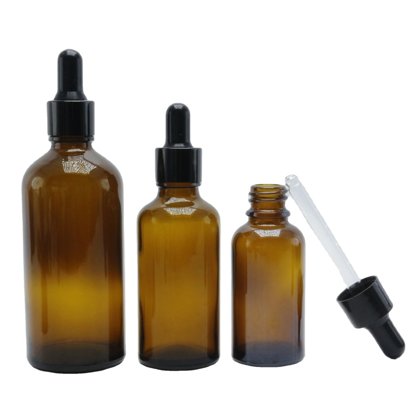 Wholesale 10ml 30ml 50ml Glass Dropper Bottle with Box Amber Essential Oil Bottle Glass Dropper 1oz Tincture Bottle