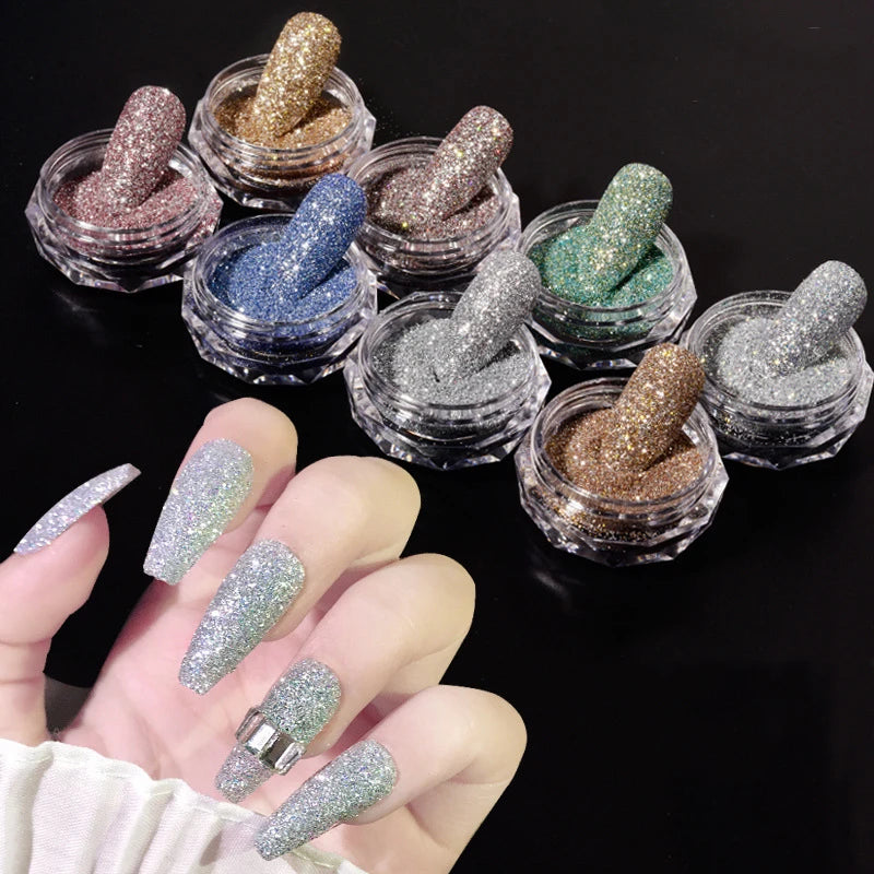 Popular Nail Art Mirror Pigment Powder Reflective Glitter Shining Diamond Nail Crystal Chrome Powder for Nails
