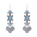 Retro Exotic Long Ethnic Style Niche Kazakh Dangle Earrings Women Blue Red Beads Silver Plated Coins Tassel Earrings Alloy