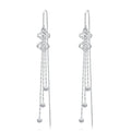 Minimalist Design 925 Sterling Silver Geometry Long Thread Tassel Threader Earrings for Women