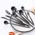 Luxury 4PCS BPA-Free Flatware Set Matte Black Stainless Steel Kitchen Silverware Includes Steak Knife Fork Chopsticks Cutlery