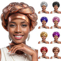 HZM-60794 African Turban Head Wrap Silvery Braid Beanie Cap Headwear Crystals Twisted Head Turbans for Women and Girls