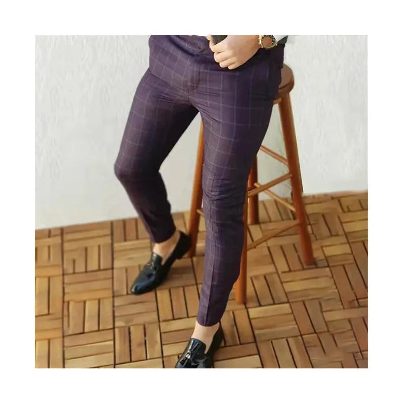 New Arrival Men's Fashion Stretch Mid Waist Breathable Dress Pants