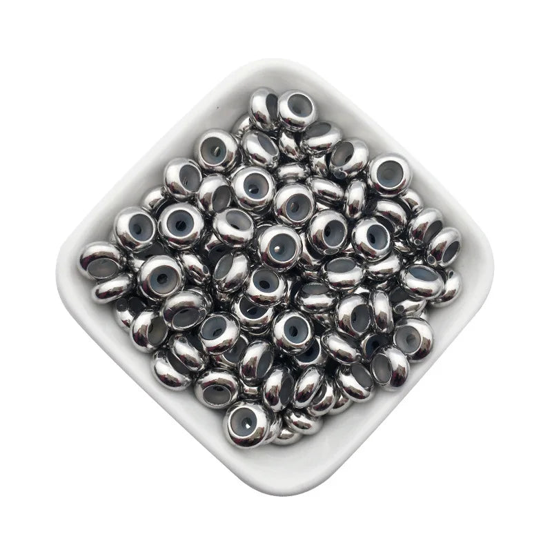 8mm Stainless Steel Adjustment Beads with Non-slip Silicone Ring Gold Stopper Spacer Beads for Jewelry Making DIY