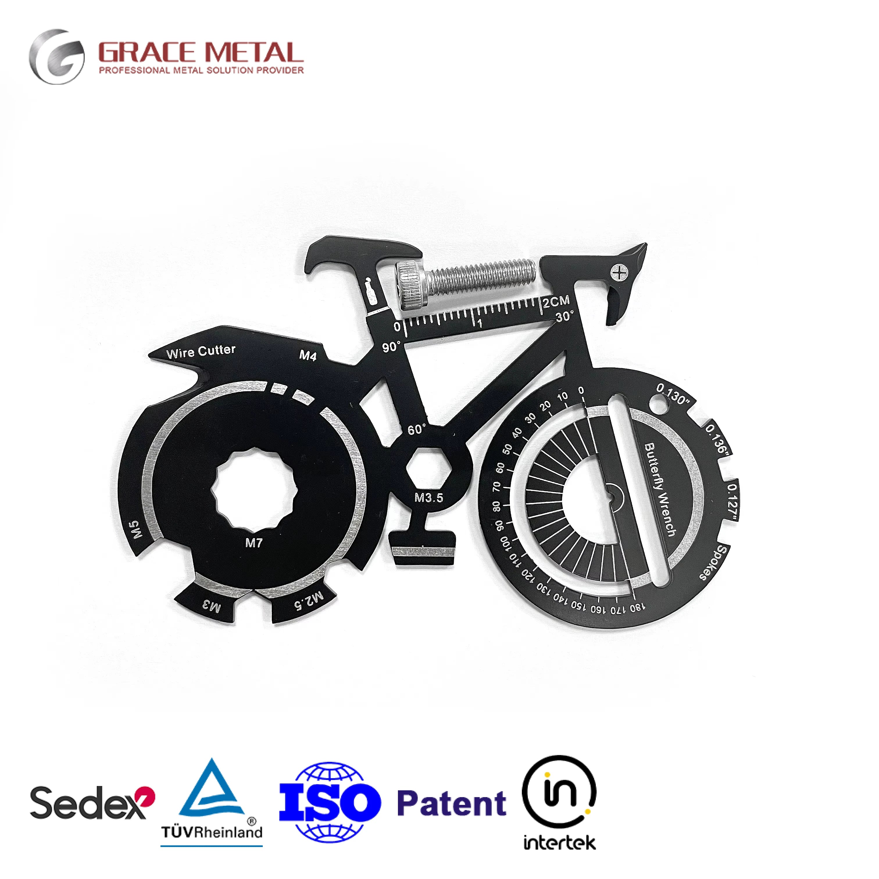 20 in 1 Stainless Steel Bike Shape Bottle Opener Mini Pocket Multi Functional Tool Card