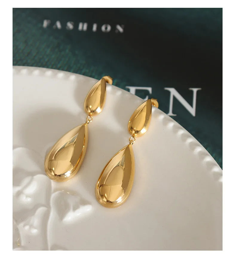 Waterproof Teardrop Drop Earrings  Women Non Tarnish Dangle Water Drop Earrings Non Tarnish Stainless Steel Earrings