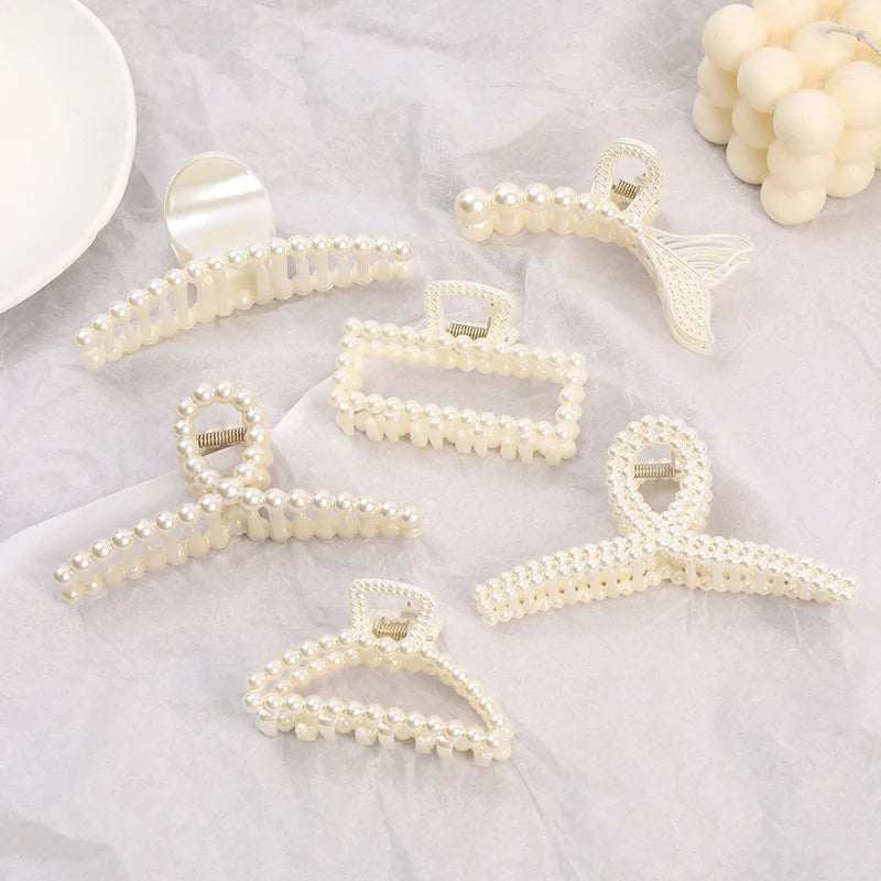 Wholesale High Quality Elegant Women Pearl Hair Claw Clip Cute Makeup Hair Styling Barrettes Acrylic Hair Grips Accessories